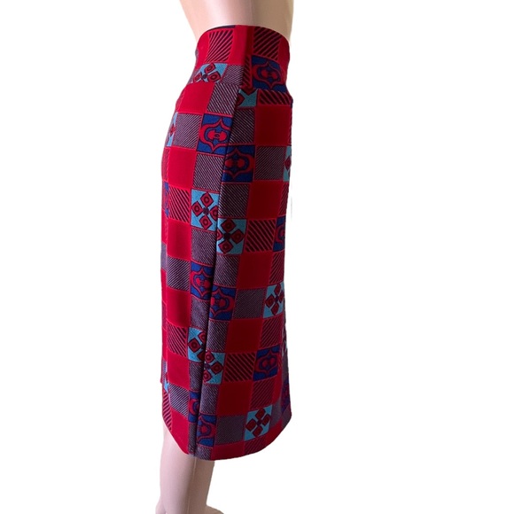 LuLaRoe Straight MIdi Skirt, Red Blue | 3X - Picture 4 of 9